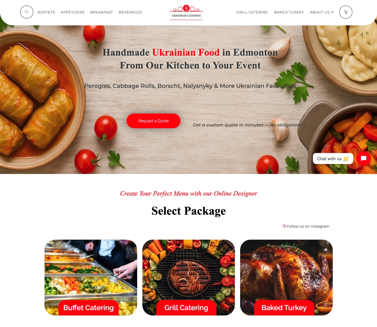 Ukrainian Catering Website (Edmonton Catering)